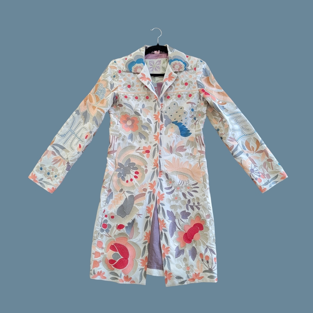 Vintage Biya Floral Embroidered Long Coat